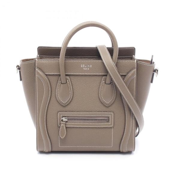 Celine Luggage Nano Shopper Handbag, Leather, Women's, Gray - Picture 1 of 8